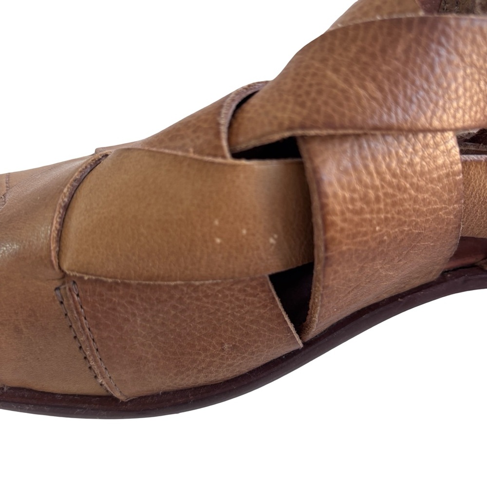 Free People Destino Leather Tan Woven Sz 39 - Picture 5 of 10